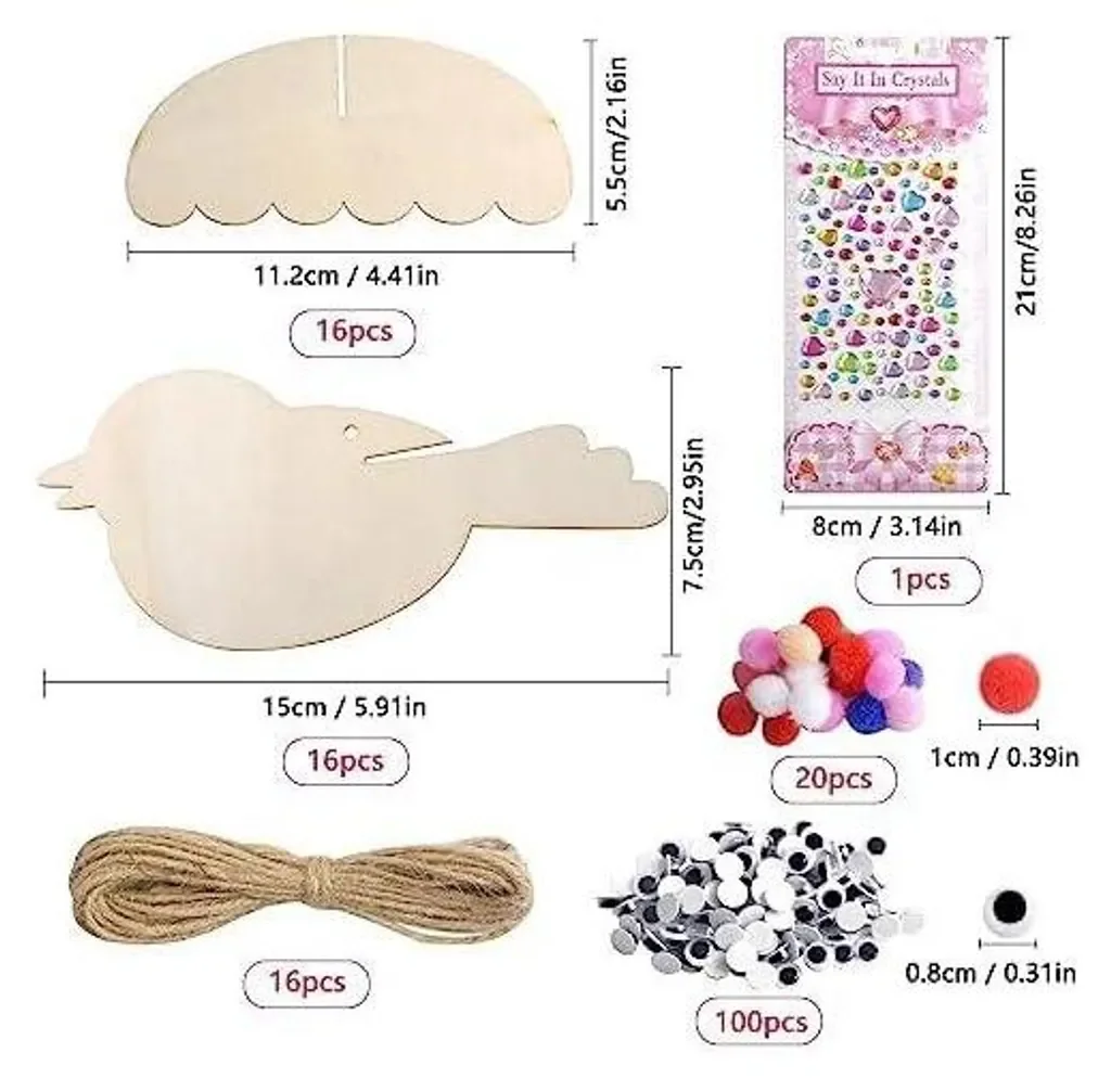 3D Vögel aus Holz Bastelset, 16 Stk Vögel Bastelsets Ostern Basteln mit Aufkleber, Kreative Bastelbedarf Basteln Frühling Deko für Garten Balkon, Ideal Geschenke Junge