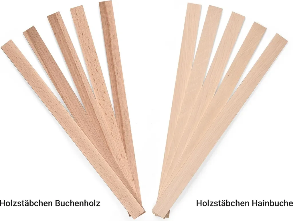 500 Stk. Holzstäbchen | 258 x 16 x 3,2 mm | Hainbuche zum Basteln