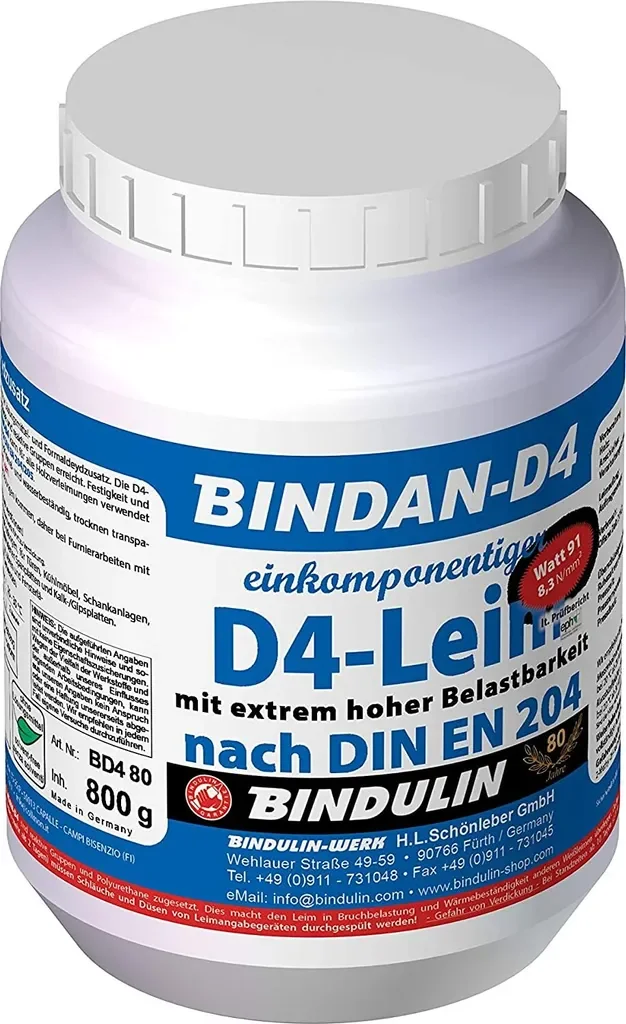 BINDULIN Bindan-D4 Holzleim 800 g Set mit Spachtel und Pinsel