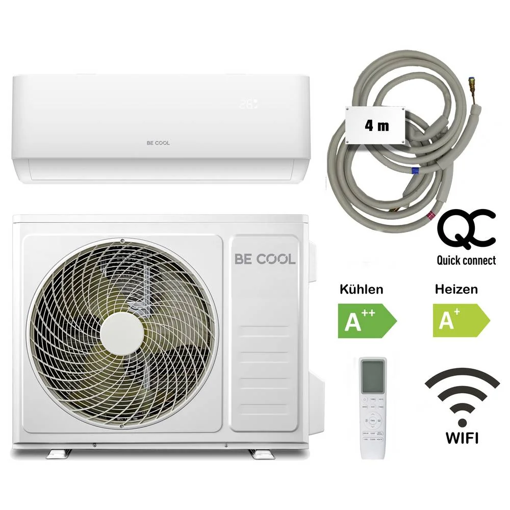 BE COOL Split Klimageraet BCP12SK2401QW A++ Kuehlen A+ Heizen Weiss