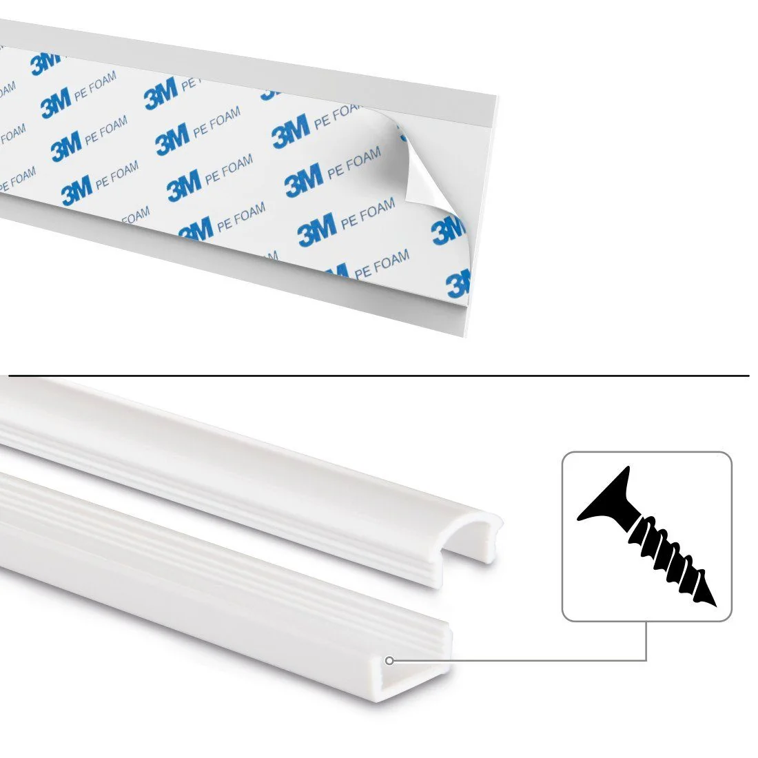Kabelkanal Kabelkanal, 4 Stück, 100 x 2,1 x 1 cm, PVC, Weiß