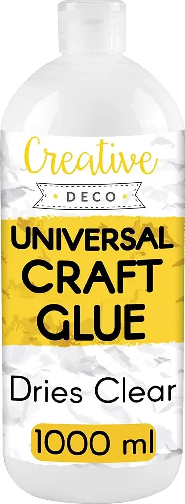Creative Deco PVA Bastelkleber 1 L für Kinder, Papier, Holz Glas, klar