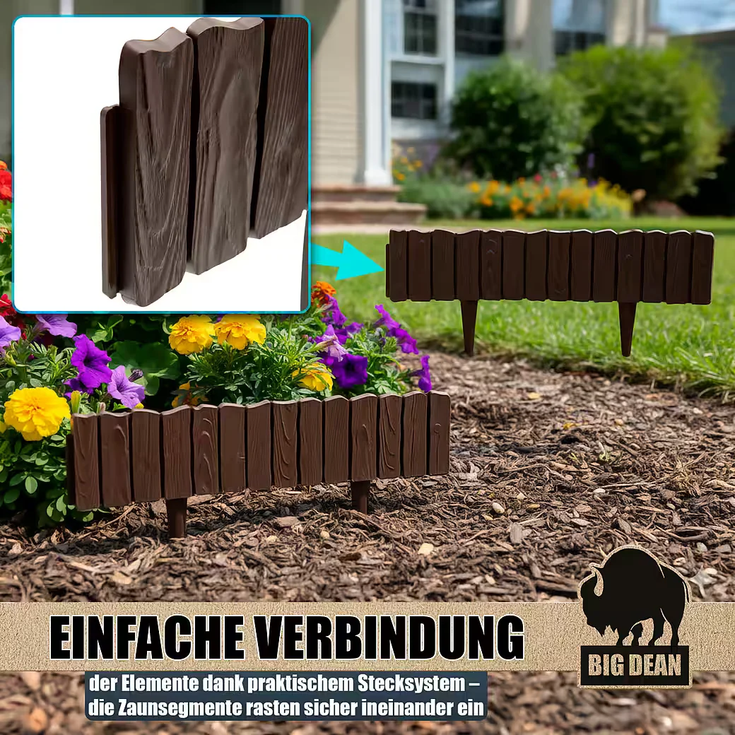 BIGDEAN Rasenkante Beeteinfassung 57x13 cm Kunststoff Holzoptik Set