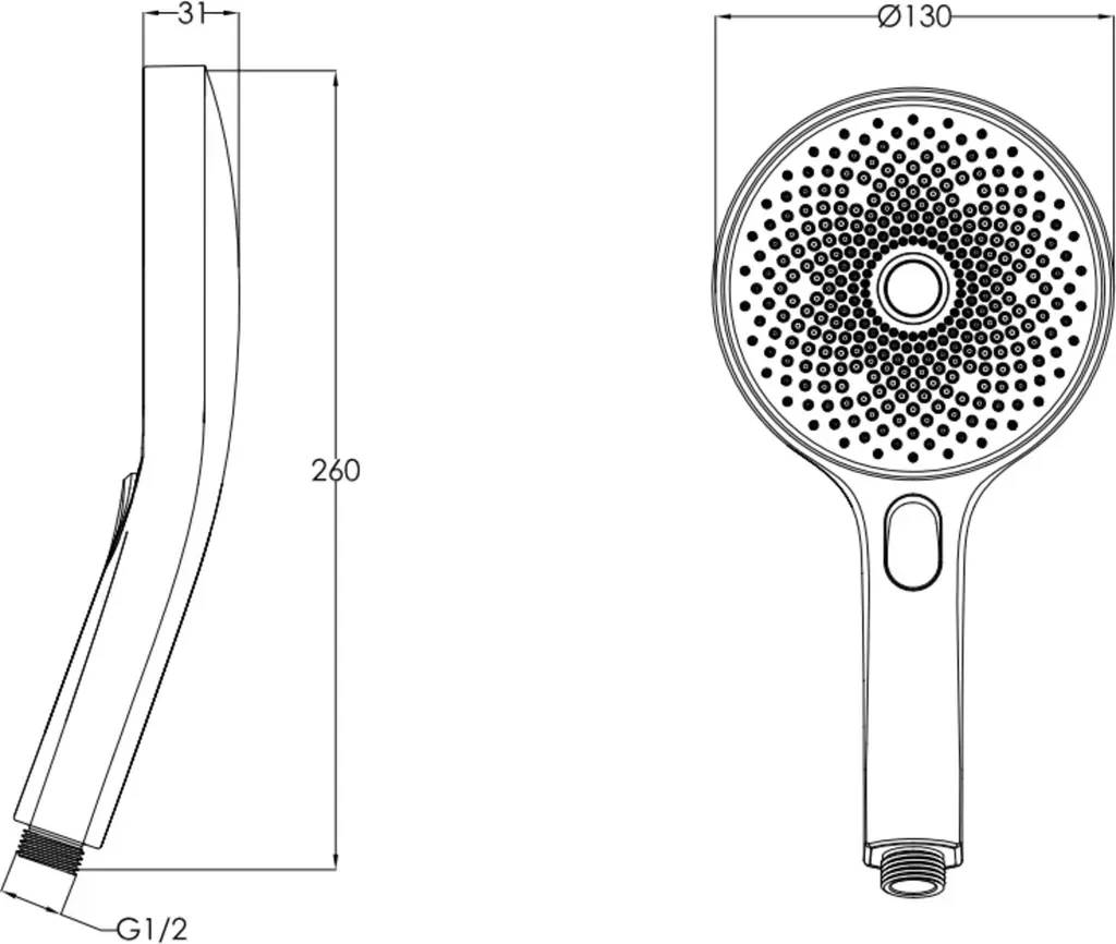 Ben Nebula Duschkopf Rund mit 3 Strahlarten Chrom - Handbrause Duschbrause, Brausekopf