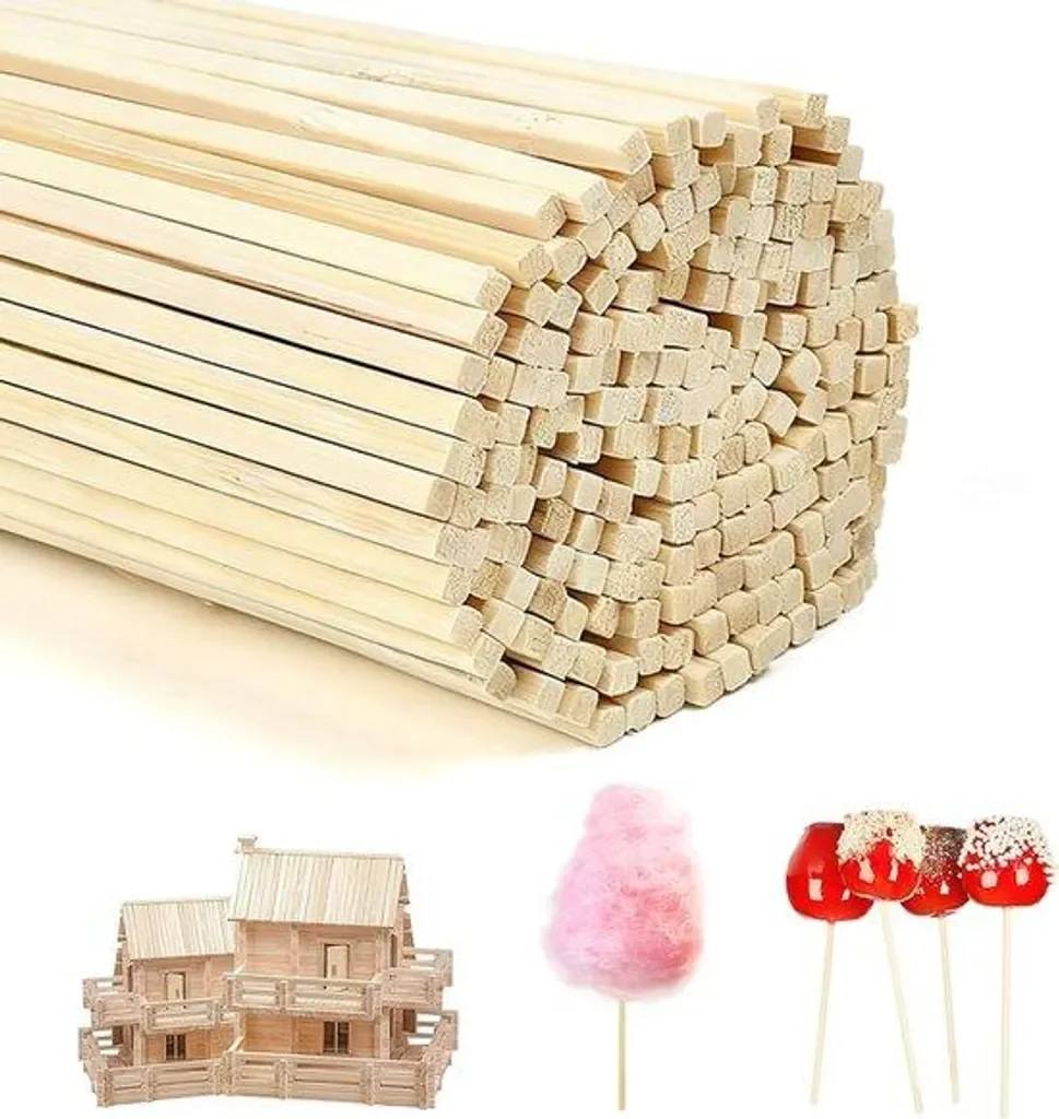 Bambus- DIY-Knüpfstäbchen 30 cm x 4 mm - vierkante Stäbchen - Holzstäbchen - Basteln für Bastelprojekte - Holzarbeit