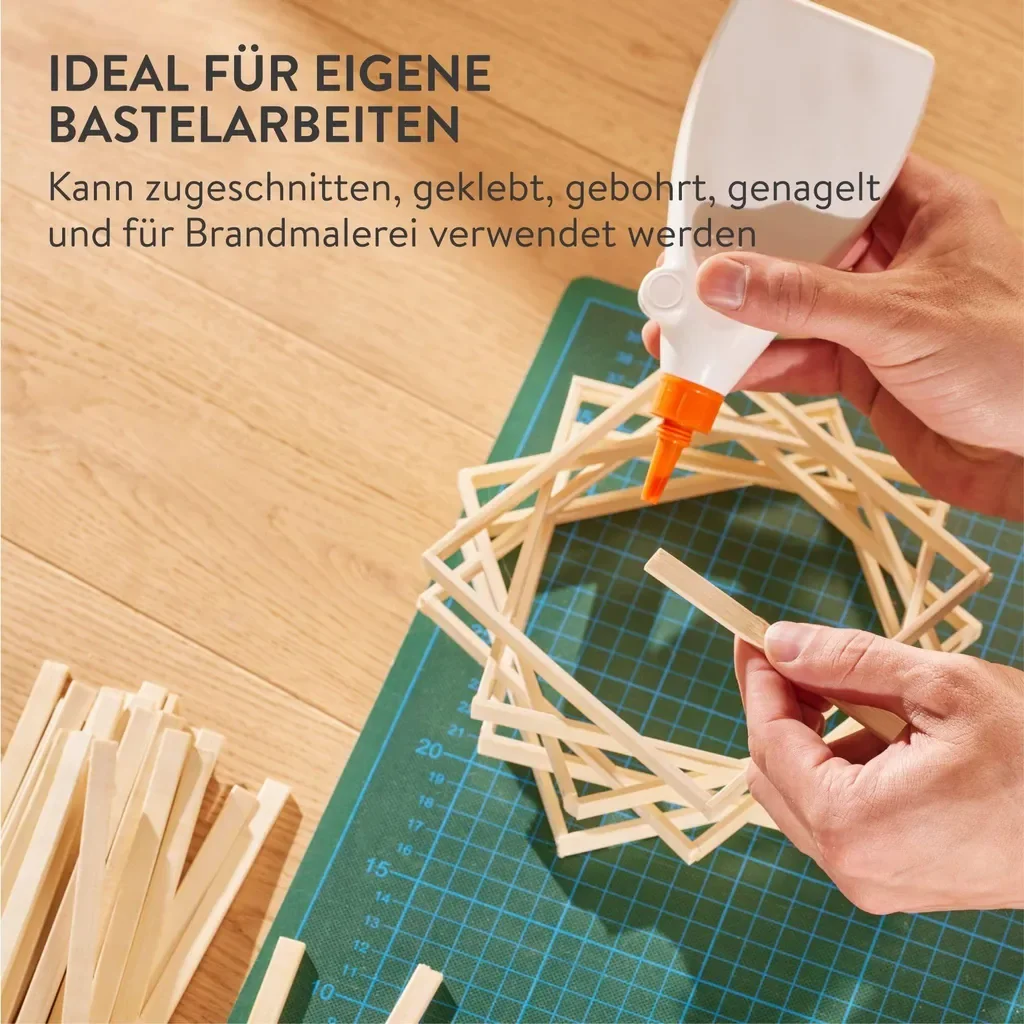 Belle Vous Bambus 100er Pack Holzstäbchen zum Basteln aus Naturholz - 40cm Bastelholz Holzstäbe Set - 100x Holzstab aus Bambus - 40cm lange Holz