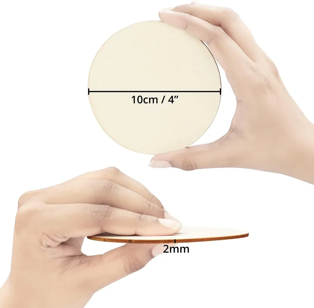Belle Vous 50er Pack Runde Holzscheiben zum Basteln - 50x Runde Holzscheiben Ø10 cm - 2 mm Dick - 50er Set Holzplatte rund - 50 Holzscheiben 10cm