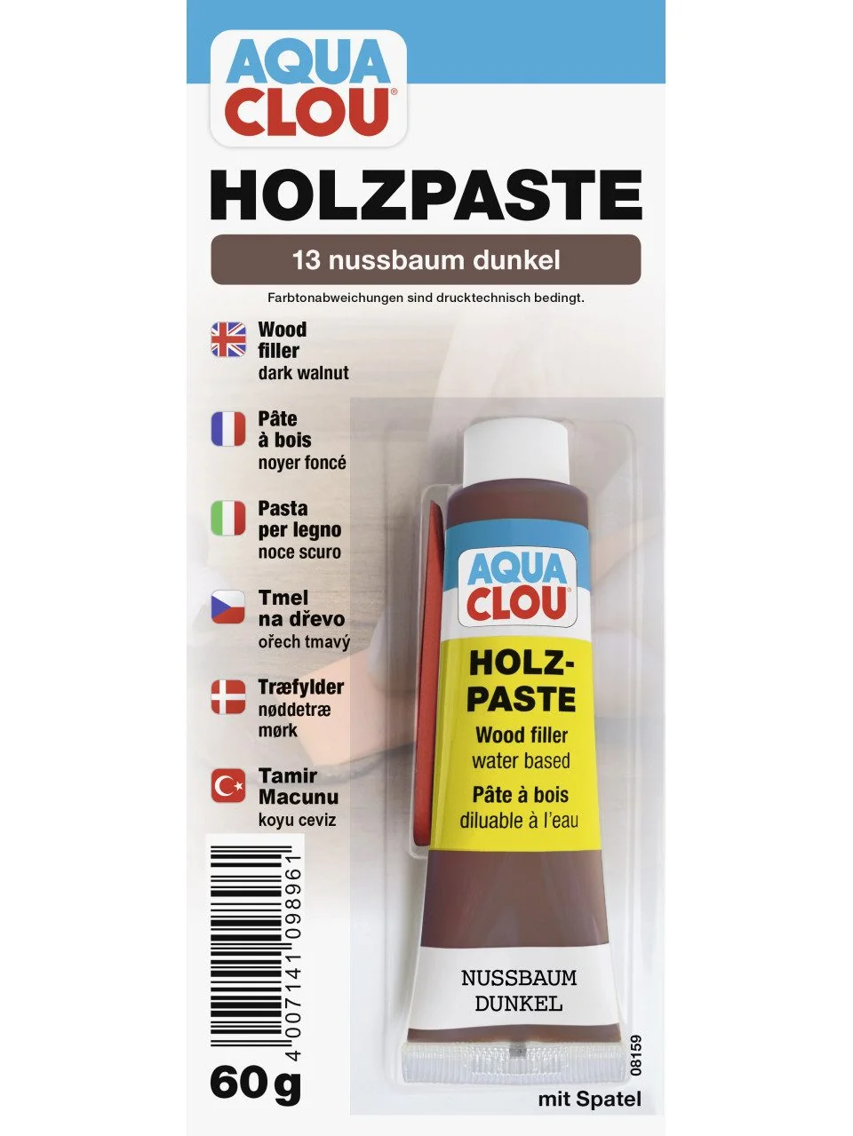 AQUA CLOU Holzpaste 60 g nussbaum dunkel Holzspachtel
