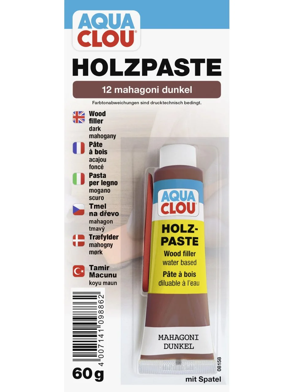 AQUA CLOU Clou Holzpaste mahagoni dunkel 60 g Holzspachtel