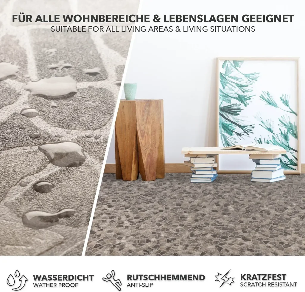 Bodenschutzmatte CV-Belag Atlantic Selby 162M Fußbodenheizung geeignet 100x100 cm