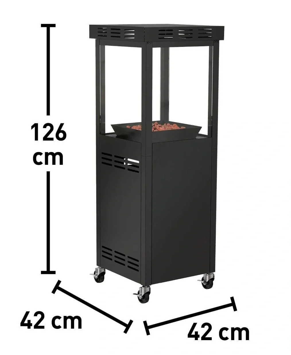 Blumfeldt Ridera Gaskamin 6,5 kW mit Panoramaglas und Lavasteinen
