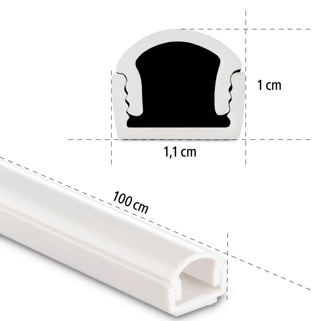 Kabelkanal Kabelkanal, 4 Stück, 100 x 2,1 x 1 cm, PVC, Weiß