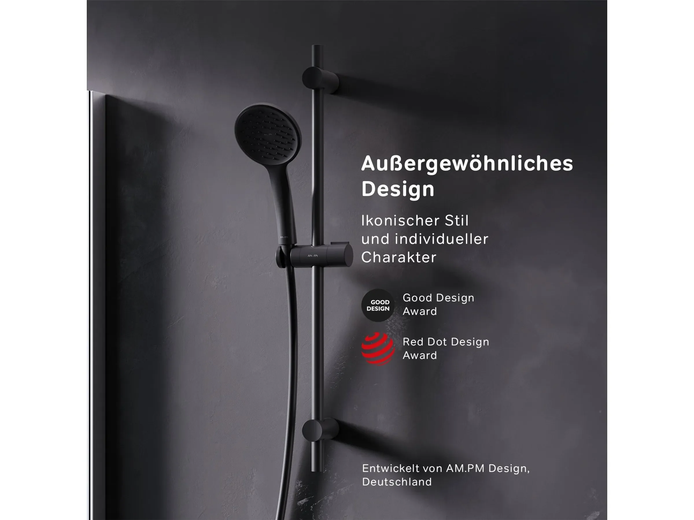 AM.PM Duschset Hit Brausegarnitur Handbrause Set, Duschsäule, Duschkopf-Set, Brauseset F01TA022 Schwarz   0 Bewertungen