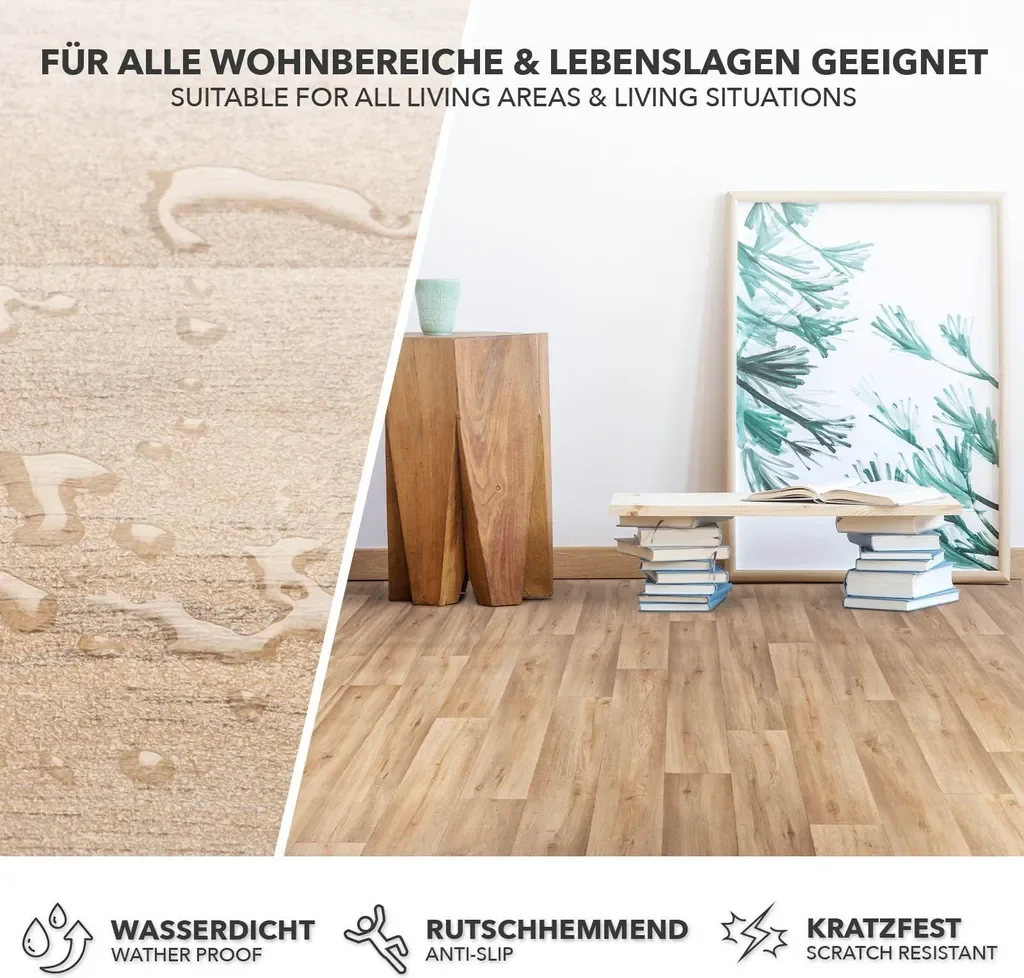 FLOORDIREKT Bodenschutzmatte CV-Belag Atlantic Silk Oak 973M 100x100cm