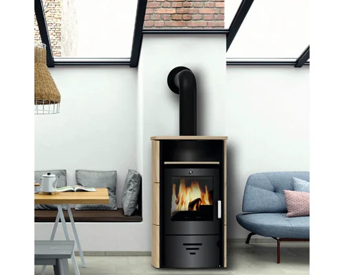 Accente Kaminofen Turin 2.0 Sandsteinverkleidung 6 kW mit Wärmefach