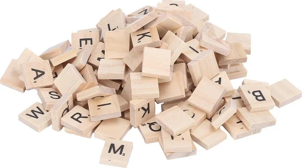100 Stück Holz-Buchstabenfliesen, langlebig, transparent, verschleißfest, Holz-Buchstaben-Bastelanhänger