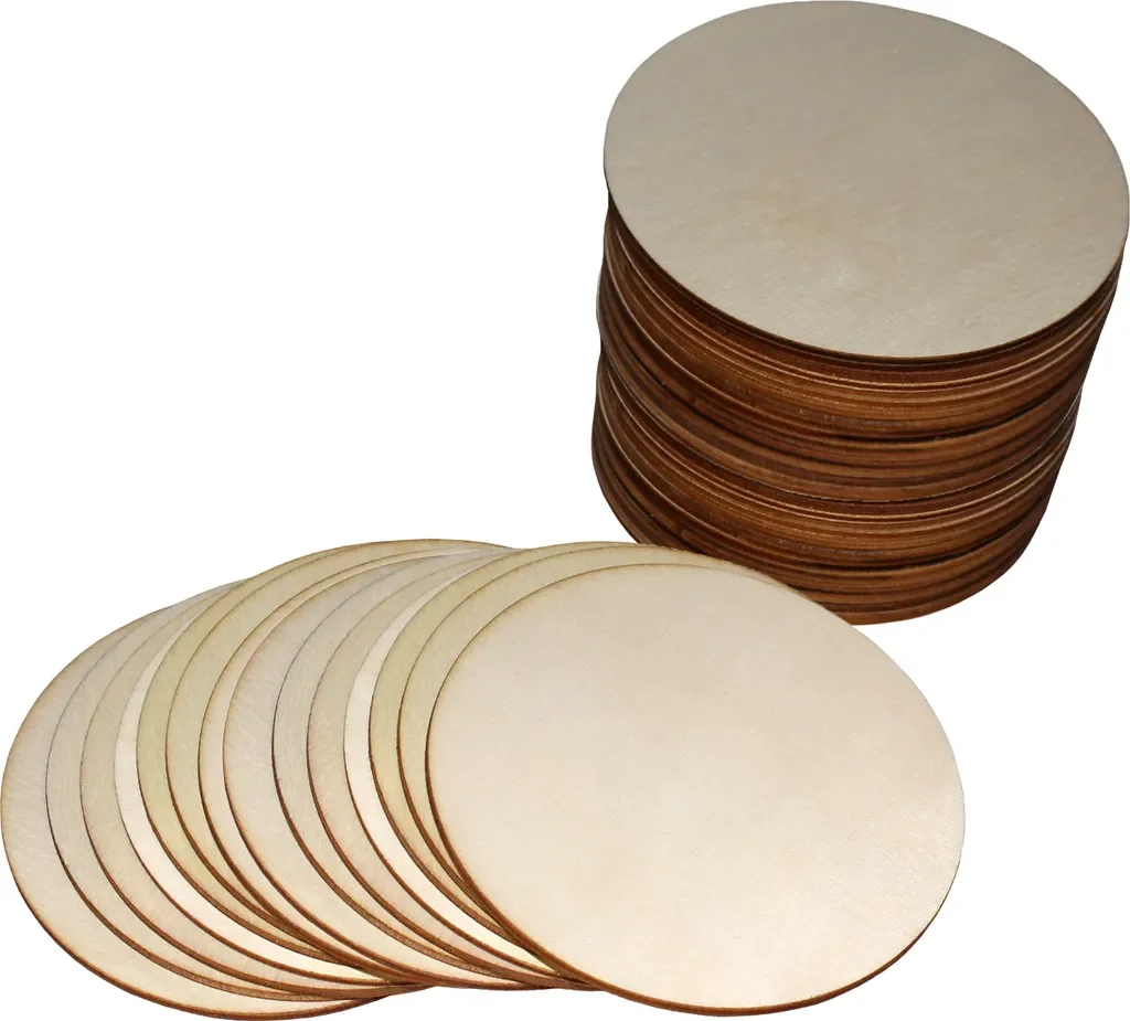 Belle Vous 50er Pack Runde Holzscheiben zum Basteln - 50x Runde Holzscheiben Ø10 cm - 2 mm Dick - 50er Set Holzplatte rund - 50 Holzscheiben 10cm