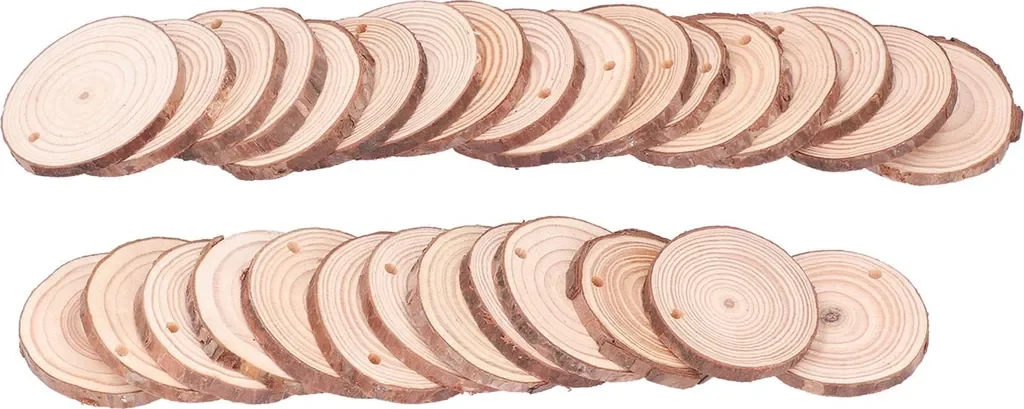 30 Stück Holzspäne zum Selbermachen, rein natürlich, kreatives Basteln, Malen, runde Kiefernkreise