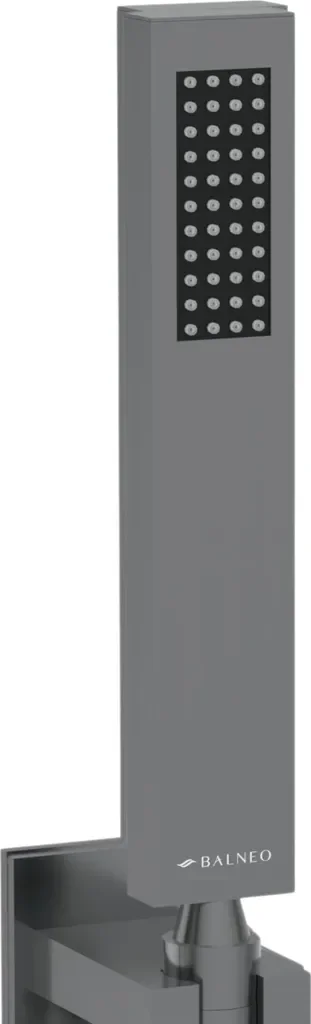 Balneo Duschkopf aus Edelstahl rechteckig anthrazit | Duschbrause Wassersparend CASCADE GUN METAL