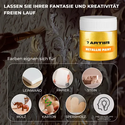 Acrylfarbe 7 Artists Acrylfarbe Metallic 50 - 230 ml Gold, Silber