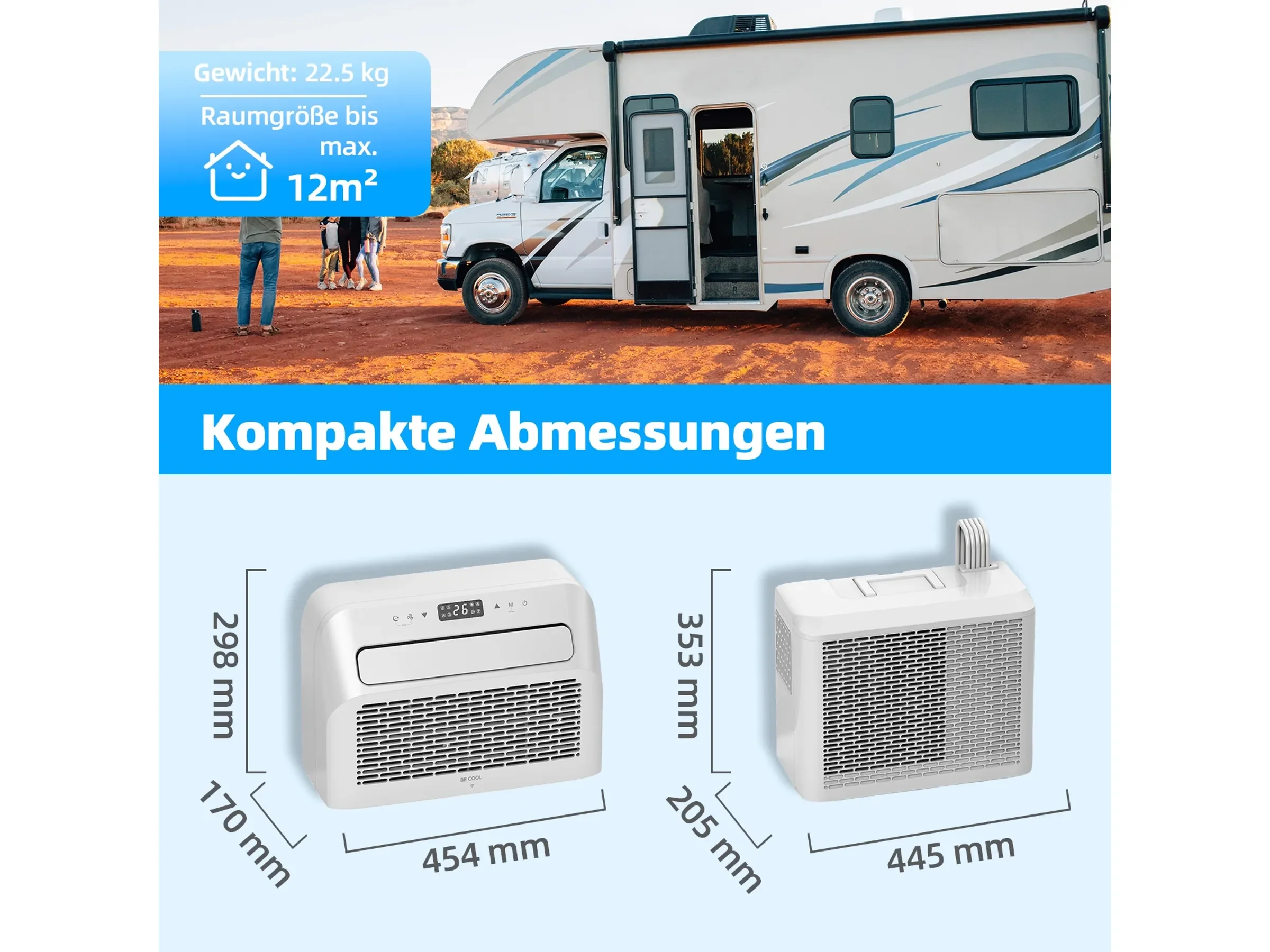 BE COOL BC5CSKL 3in1 Caravan Split-Klimaanlage 5.000 BTU/h WiFi