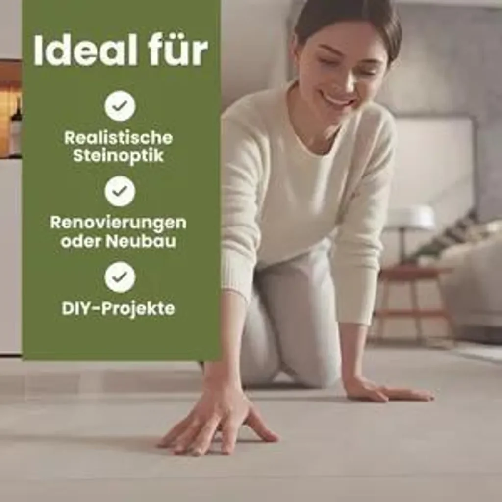 Muster Klick-Vinyl-Fliese Marmor-Stein-Optik XL inkl. Trittschalldämmung – Matt Oberfläche – DIY-Verlegung von STILEWO - Mystery Marmor
