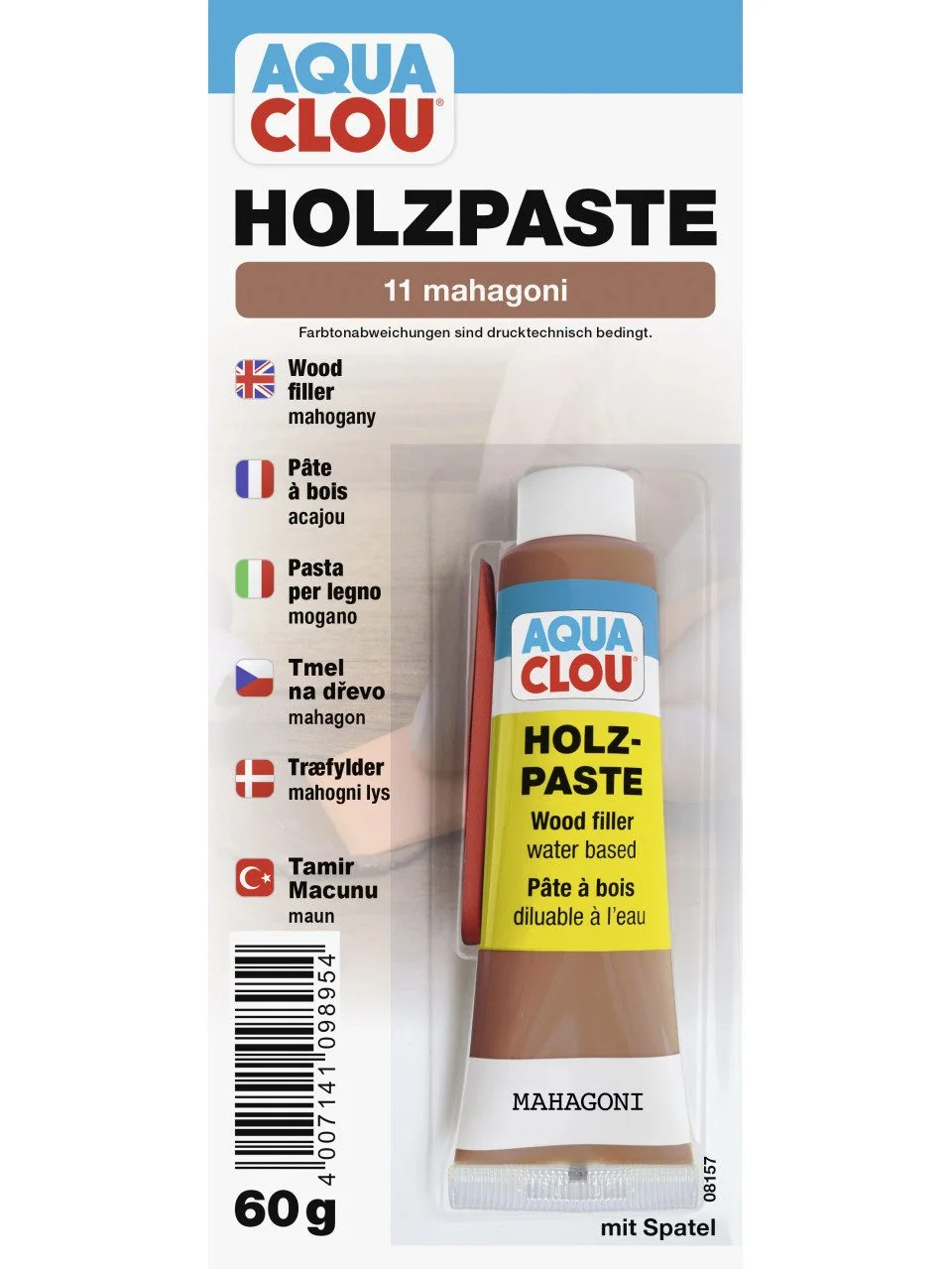 AQUA CLOU Holzpaste Fertigspachtel Mahagoni 60 g