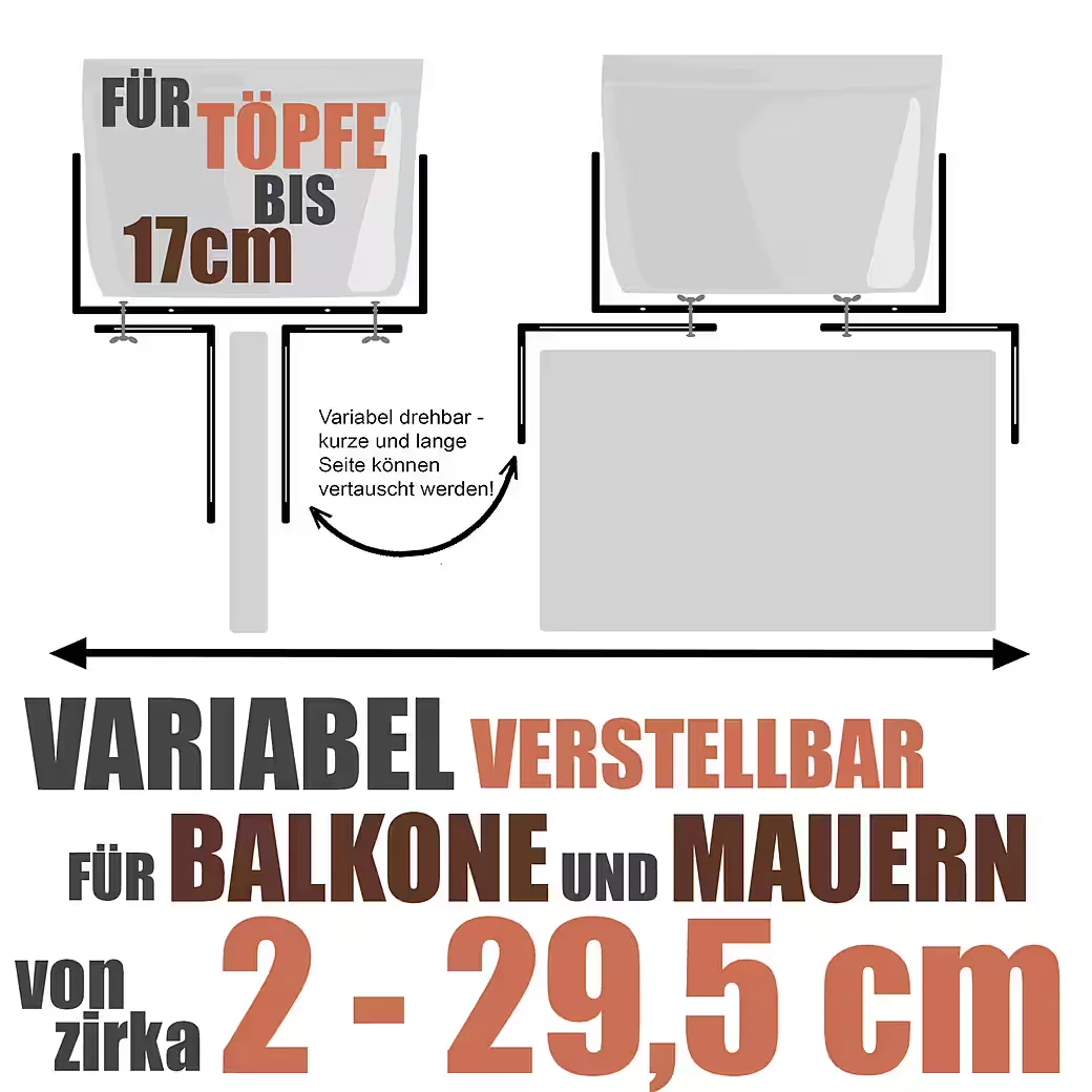 BIGDEAN H-Form Blumenkastenhalter 4er Set verstellbar 20 kg für Balkon