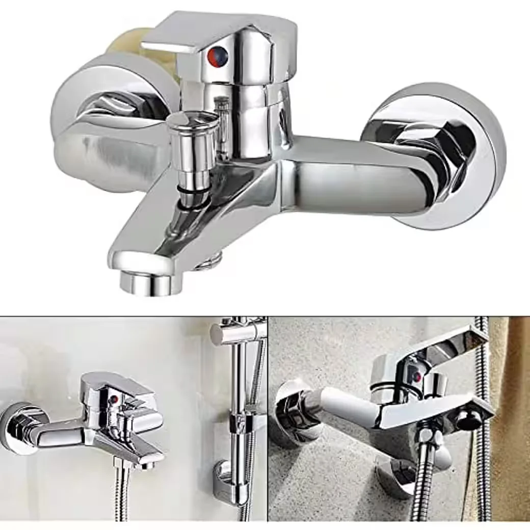 Badezimmer-Set Silberne Einhebel-Badewannenarmatur Duschset für Wanne und Dusche