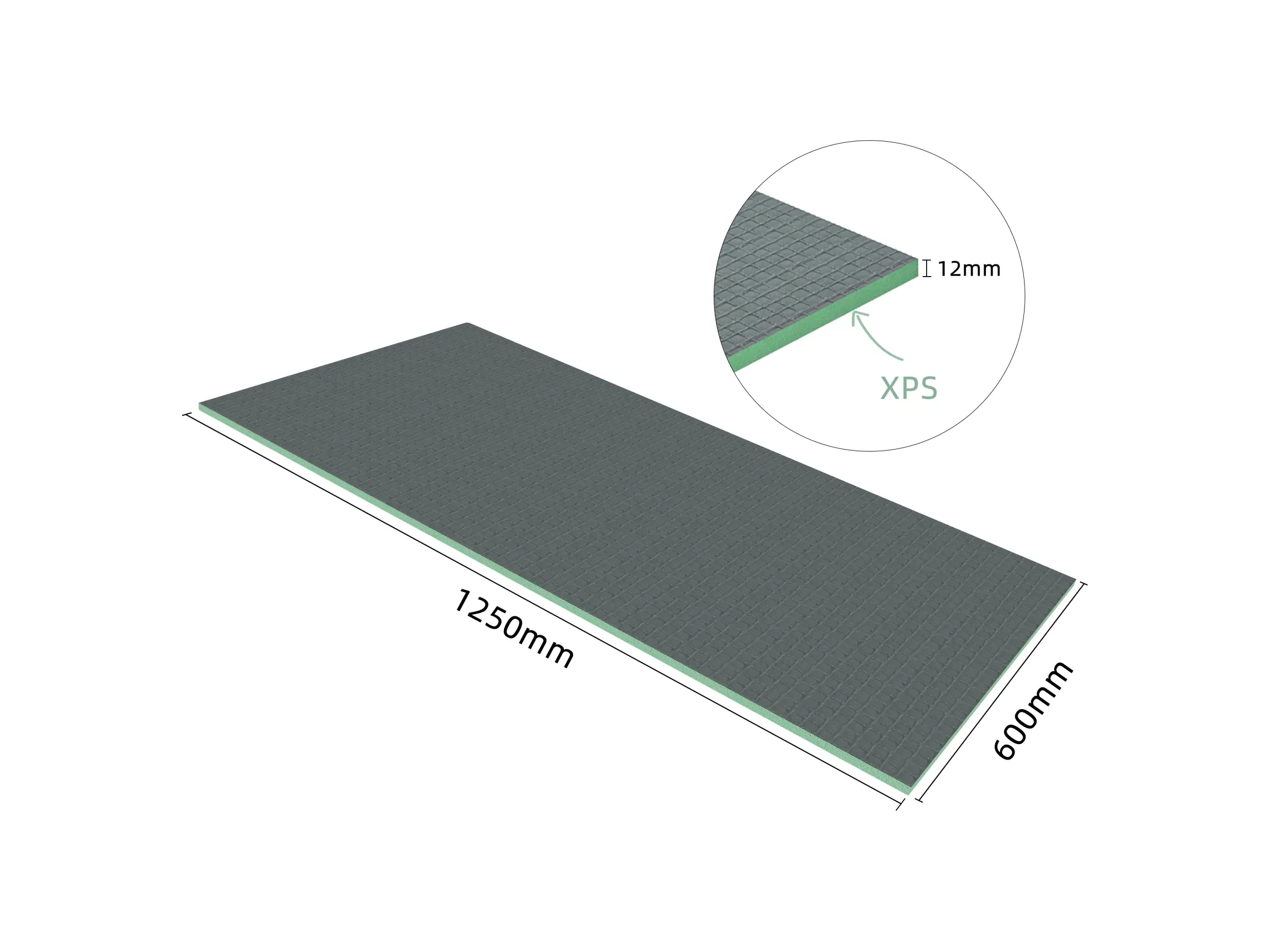 AICA 1250x600x12mm Bauplatte XPS Fliesenplatte Hartschaum Verrottungsbeständiger Dämmplatte Ausgleichplatte