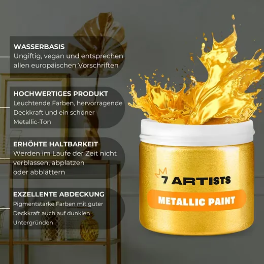 Acrylfarbe 7 Artists Acrylfarbe Metallic 50 - 230 ml Gold, Silber