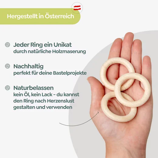 CANDINI Bastelperlen Holzringe aus Buchenholz für Makramee und Basteln
