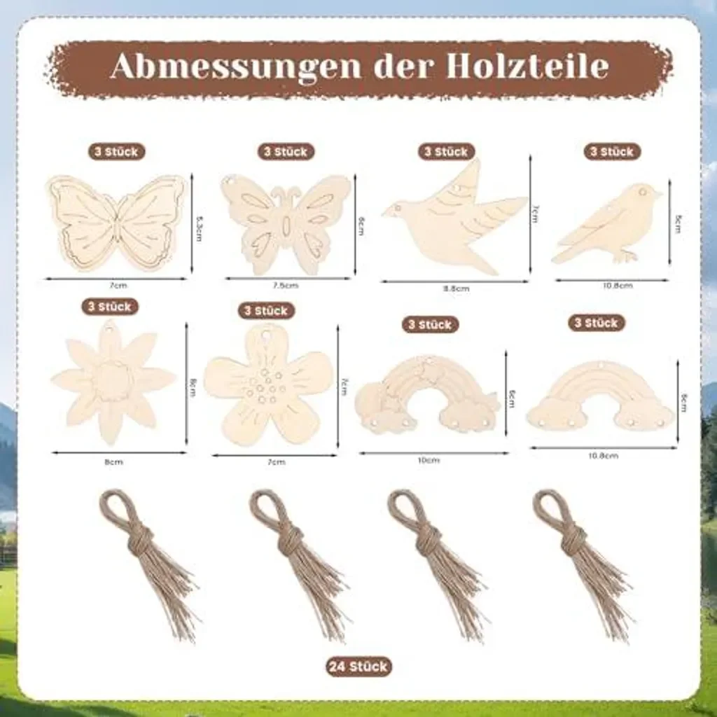 24 Stück Bastelset Schmetterling und Blume,Geeignet für Malereien, Schnitzereien und Botanische Dekorationen, Kreative Geschenke, Handgefertigte Geburtstagsdekorationen