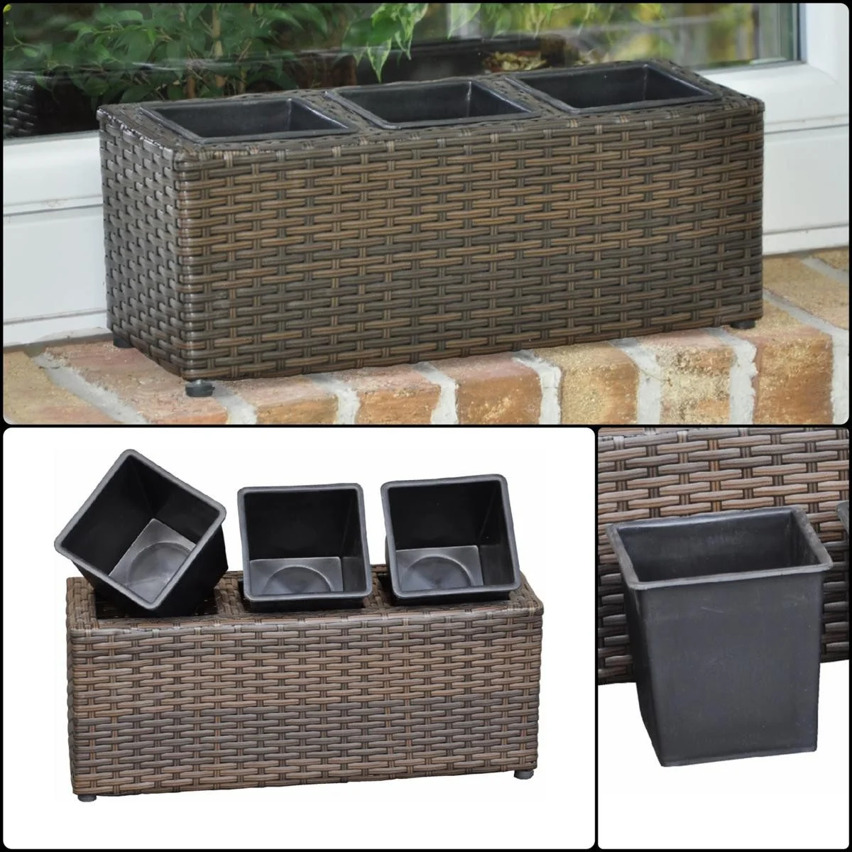 DAZIKEMO Blumenkasten Madeira braun Balkonkasten Pflanzkübel