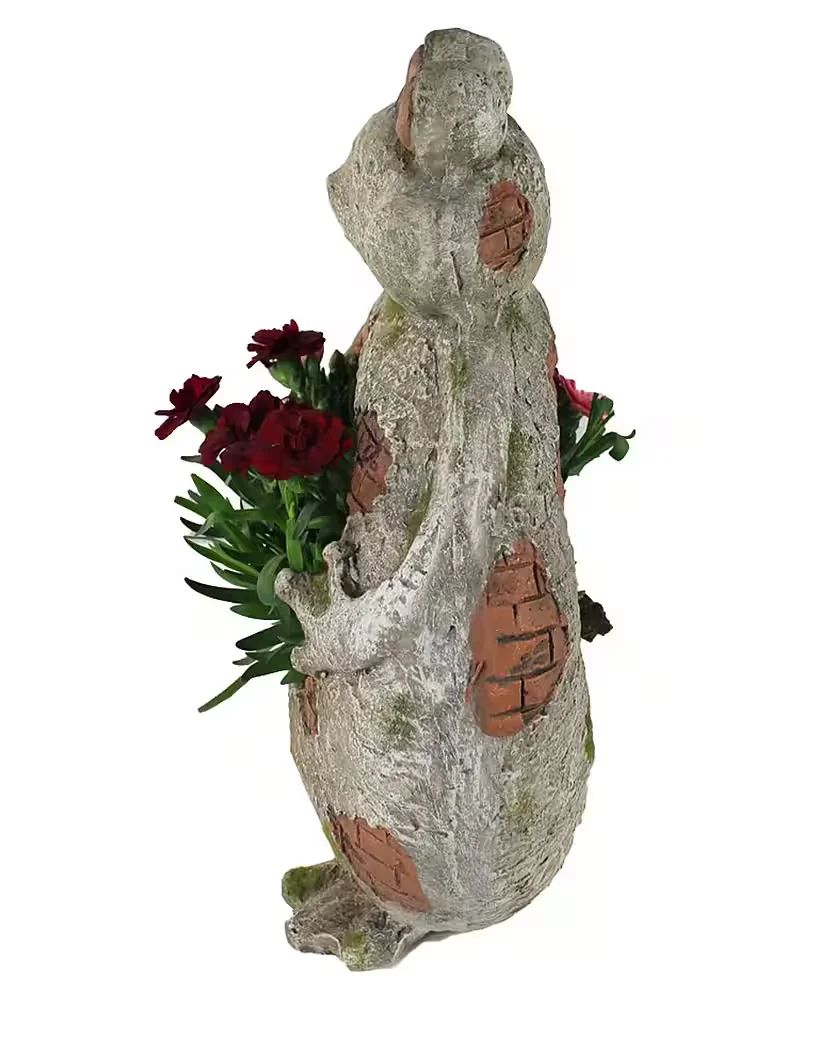 ARNUSA Blumentopf Gartendeko Frosch Steinoptik 37 cm Gartenfigur Tiefigur bepflanzbar dekorativer Blumenkübel