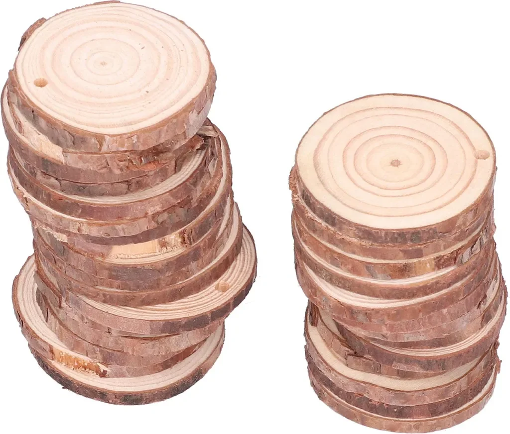 30 Stück Holzspäne zum Selbermachen, rein natürlich, kreatives Basteln, Malen, runde Kiefernkreise