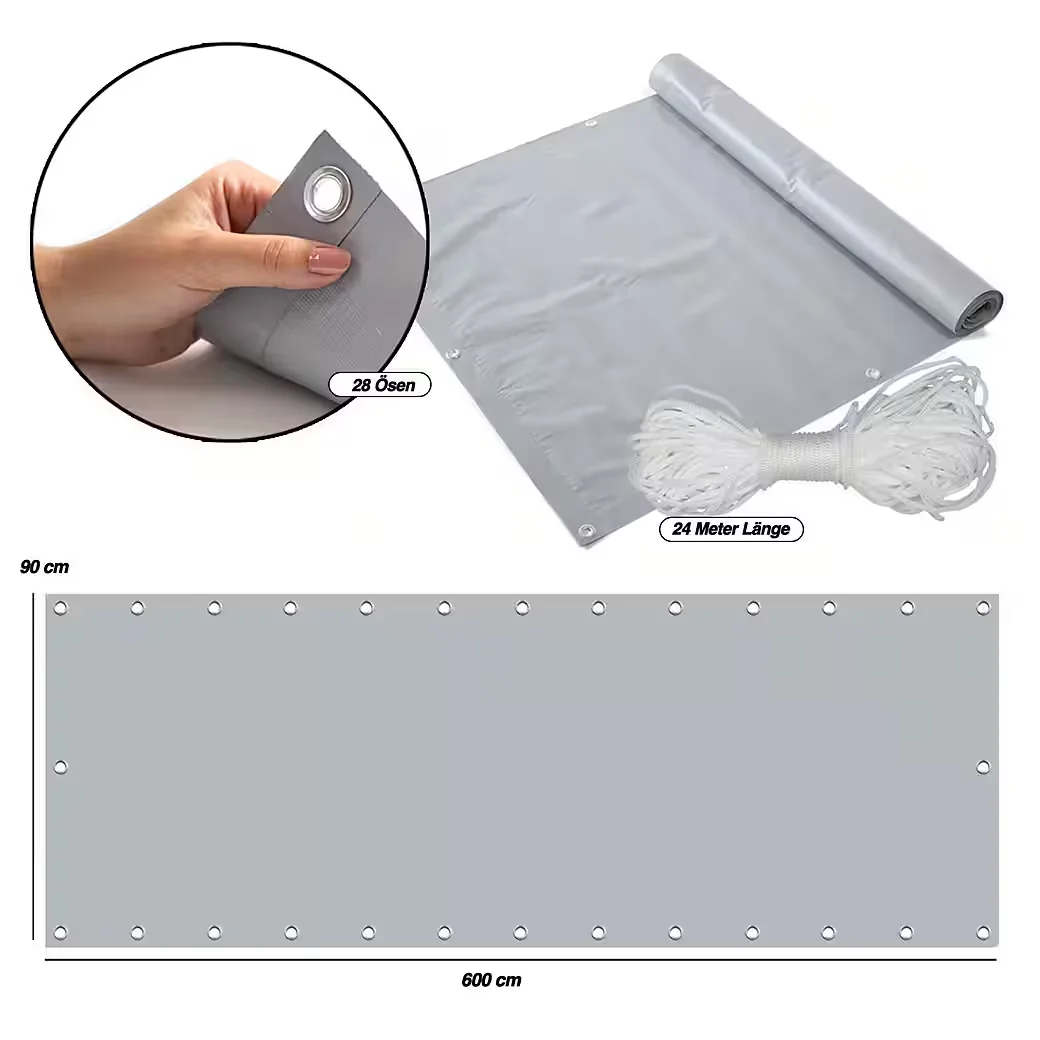 CASA PURA PVC Balkonsichtschutz 90 x 600 cm in 6 Farben