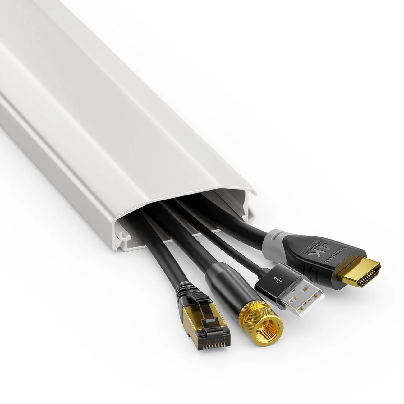 Kabelzubehör deleyCON Universal Kabelkanal hochwertiges PVC Länge 50cm - Weiß