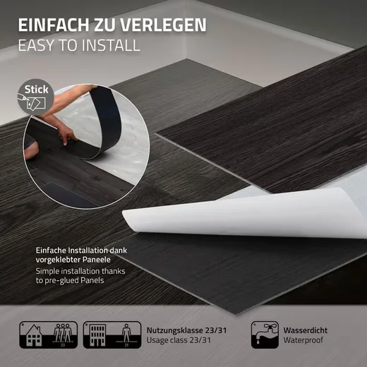 ML-DESIGN Vinylboden selbstklebend Holzoptik 2 mm 2,23 m2 16 Dielen