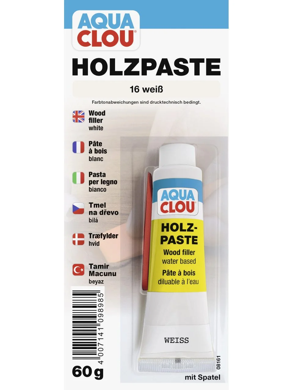 AQUA CLOU Holzpaste Fertigspachtel 60 g weiß für Holzreparatur