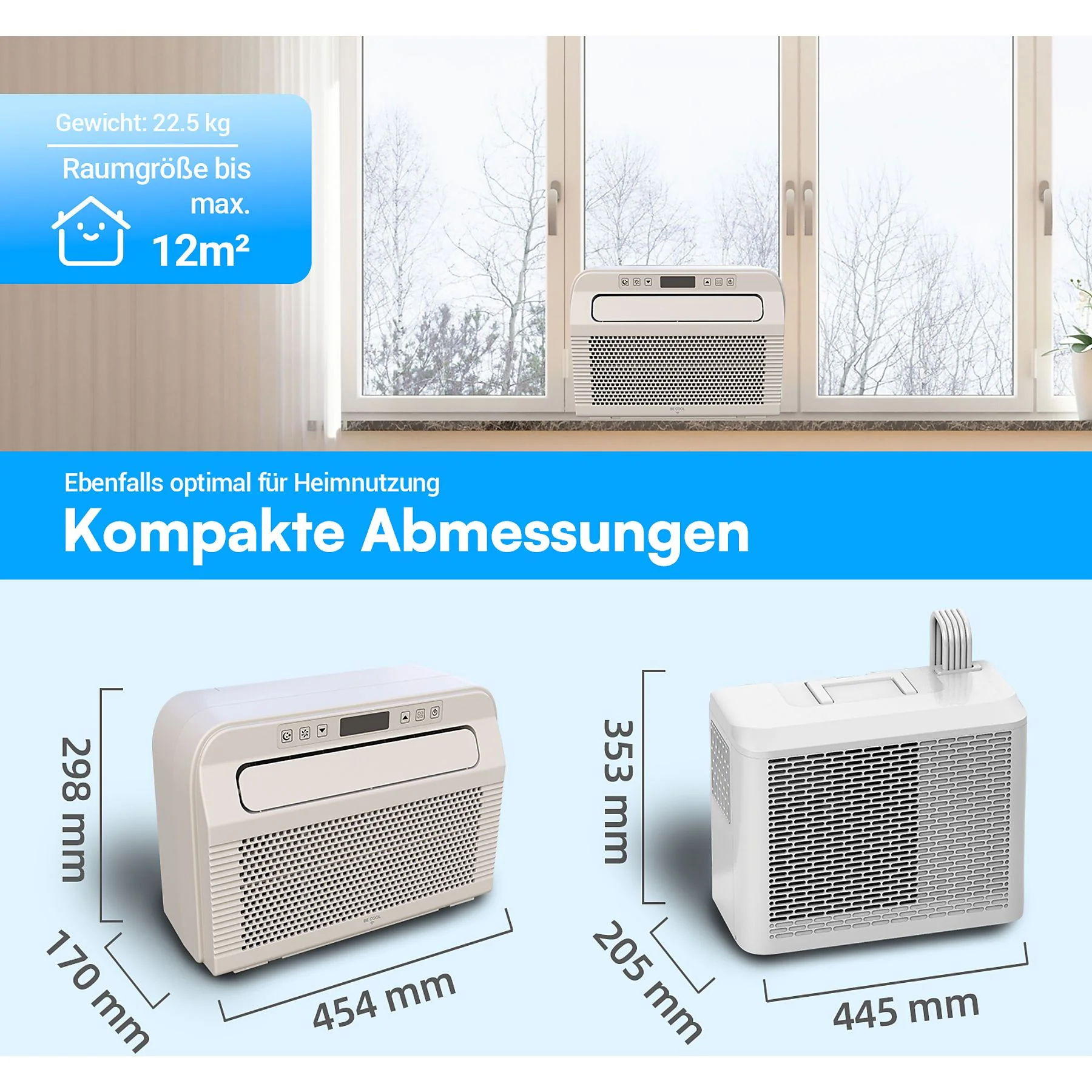 BE COOL BC5CSKL26 Split Klimagerät weiß A für Räume bis 12 m2