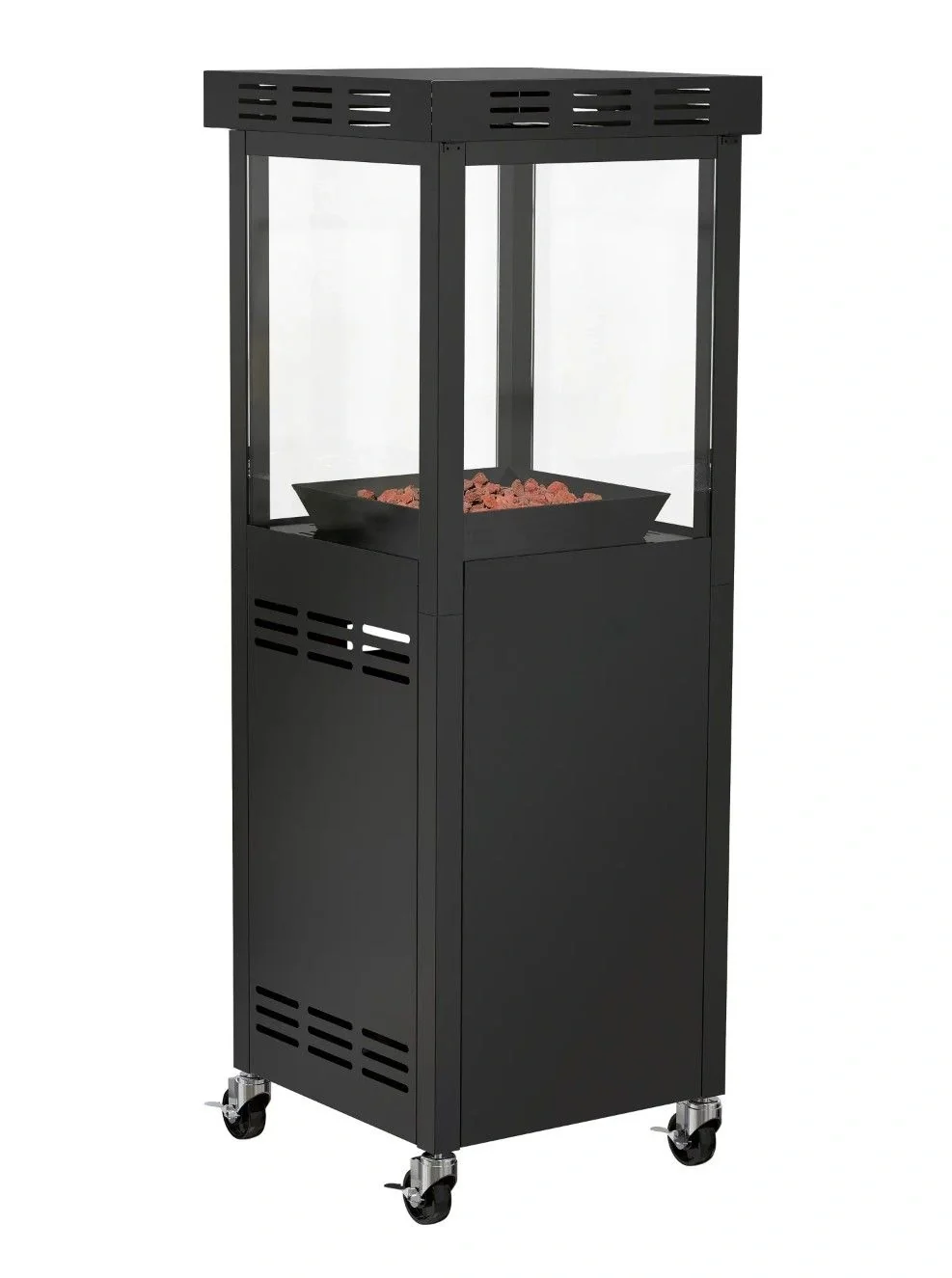 Blumfeldt Ridera Gaskamin 6,5 kW mit Panoramaglas und Lavasteinen